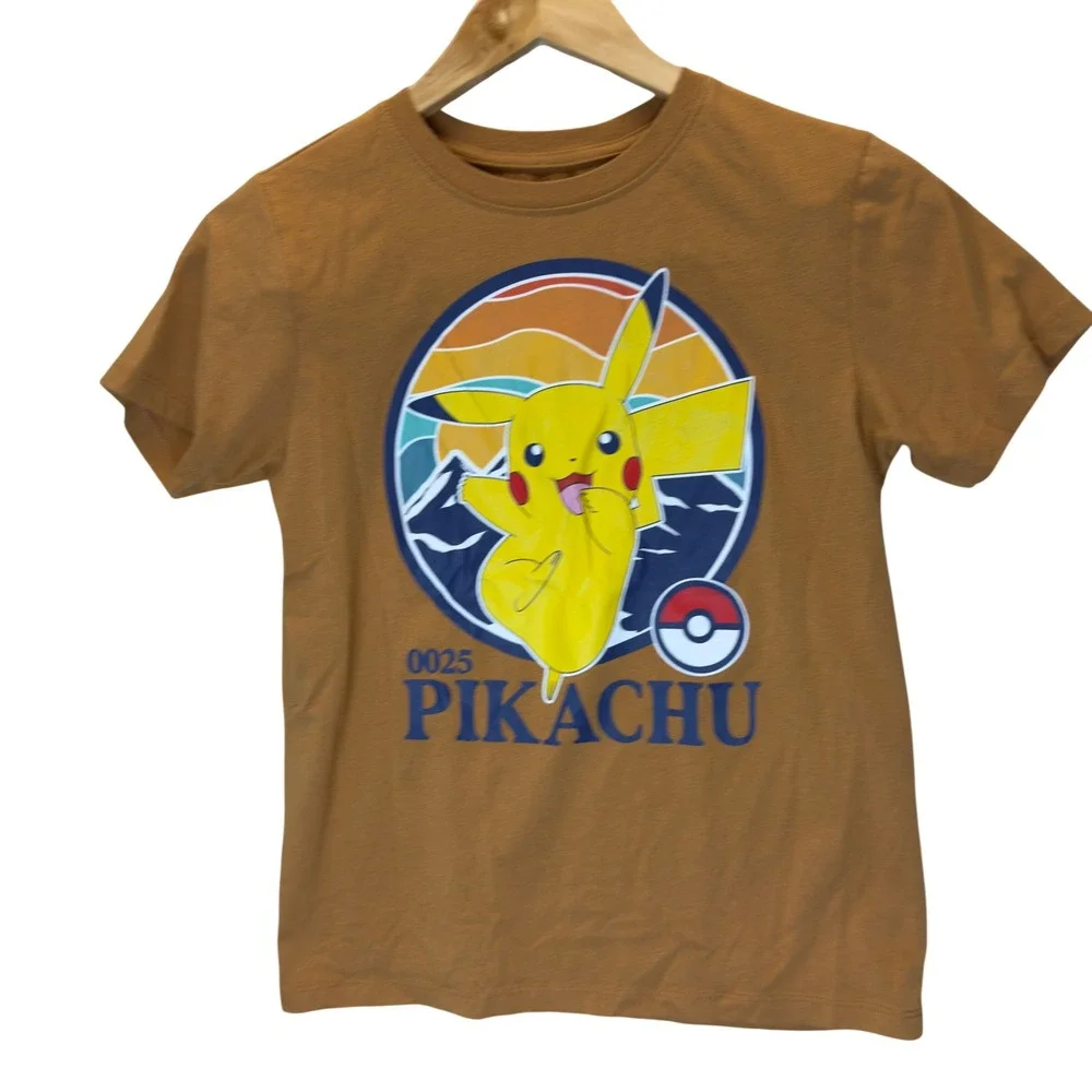 Pokemon Pikachu Boys Graphic T-Shirt Yellow Ochre Mad Engine Size L 12